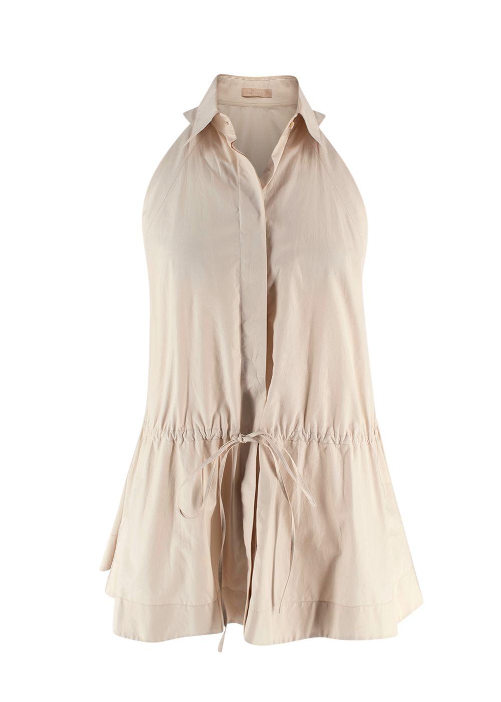 Alaia Beige Poplin Drawstring Waist Sleeveless Shirt