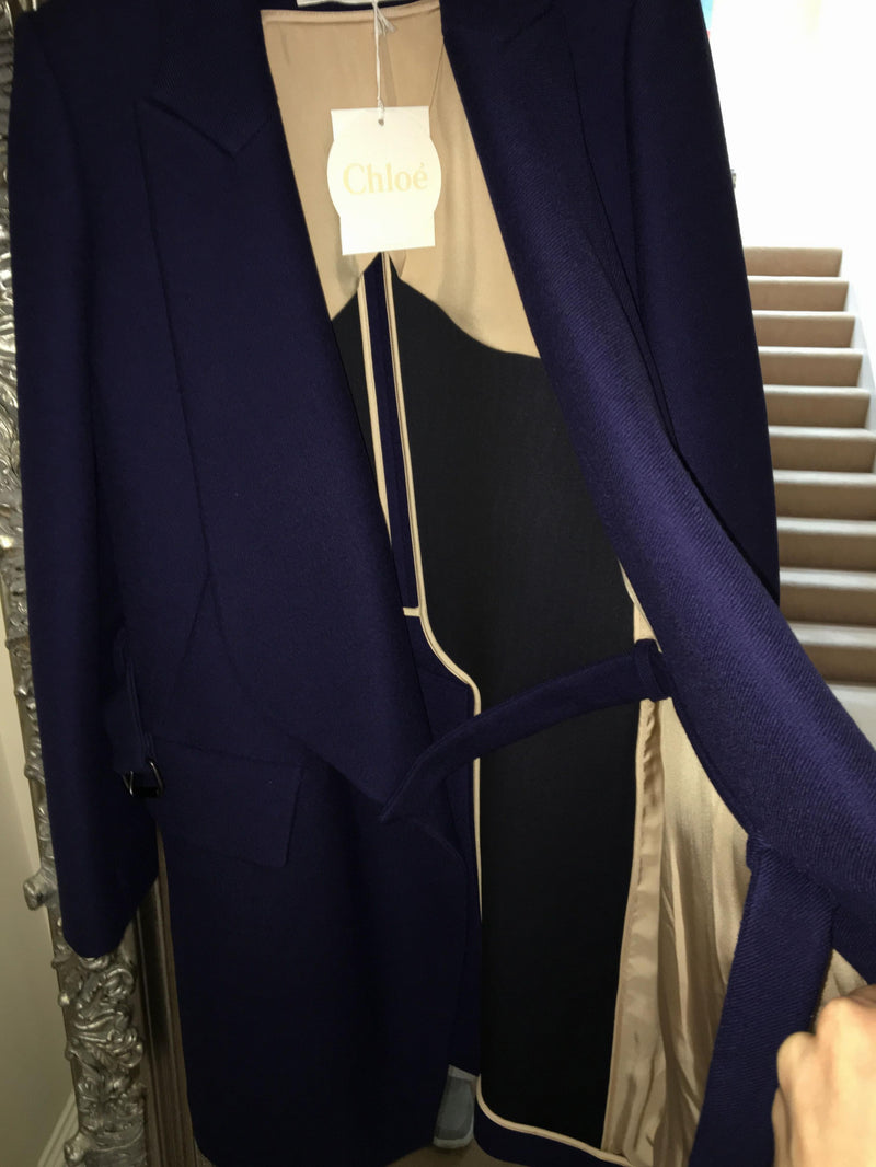 Chloe Indigo Wool-drill Coat