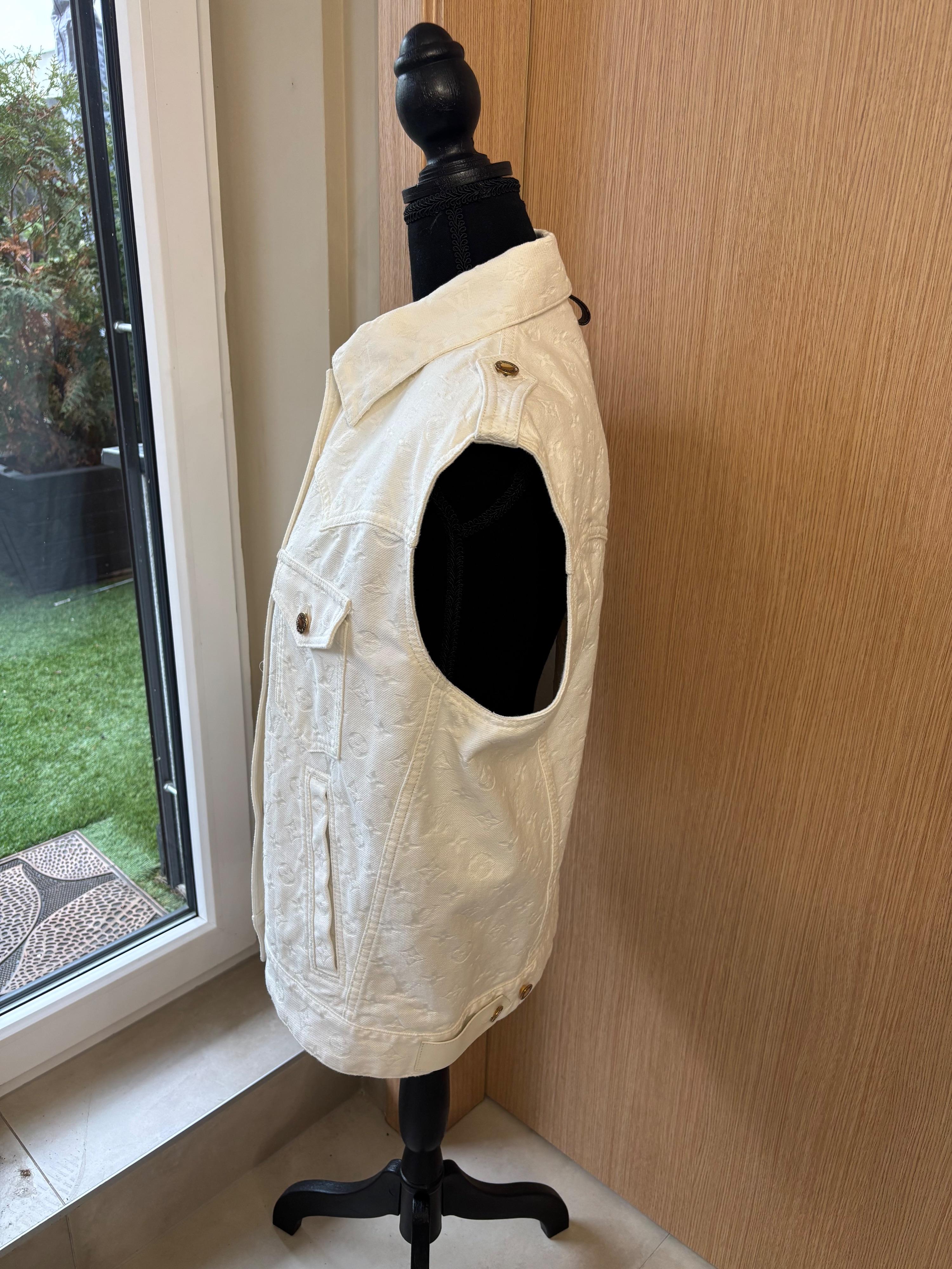 Louis Vuitton White Monogram Sleeveless Denim Jacket