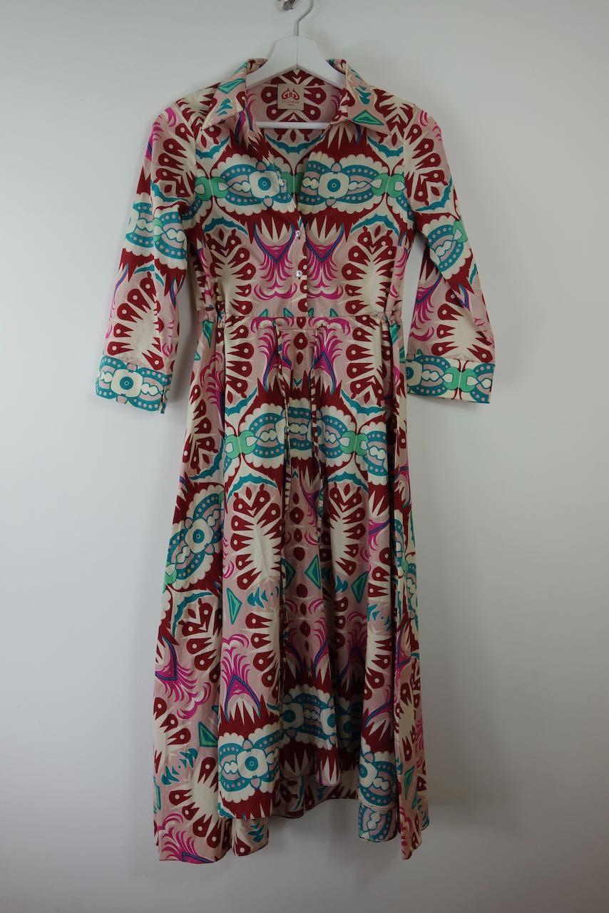 multicolour block print cotton dress