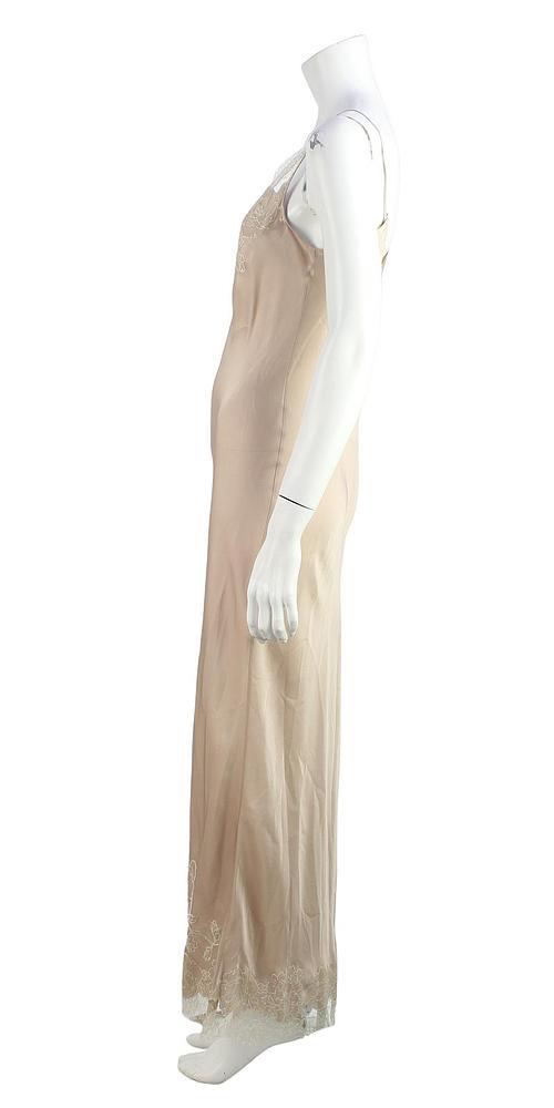 nude silk crepe lace trimmed slip