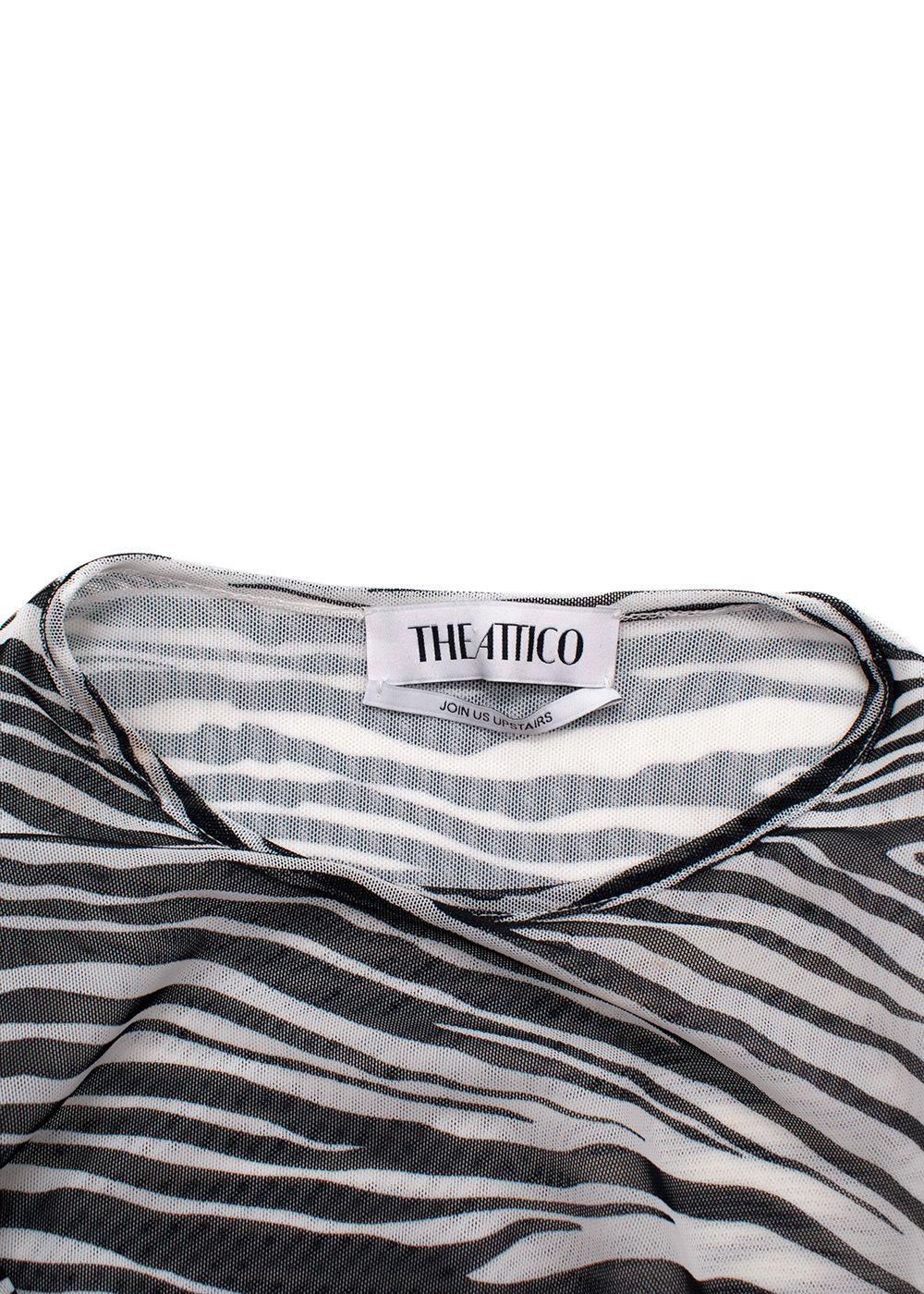 The Attico Zebra Print Mesh Mini Dress