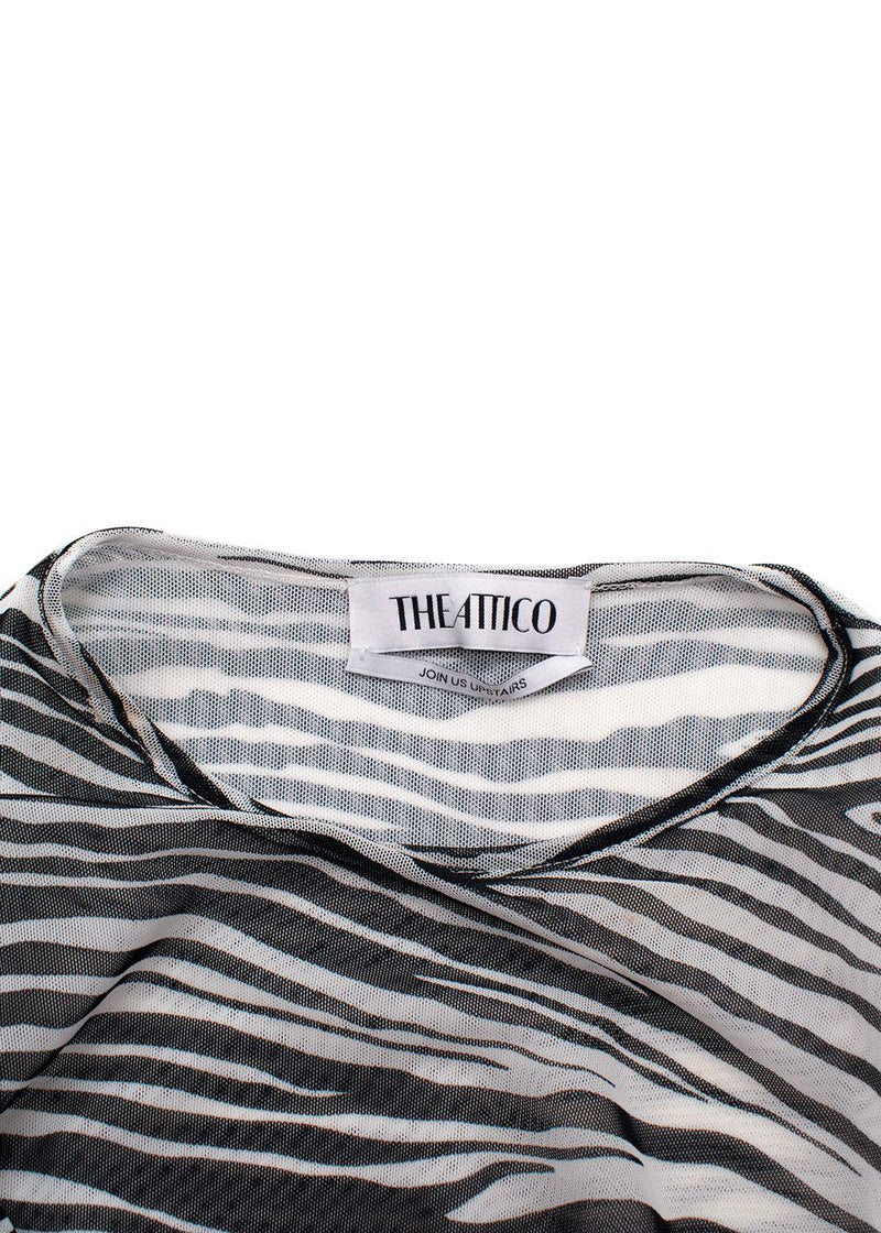 The Attico Zebra Print Mesh Mini Dress