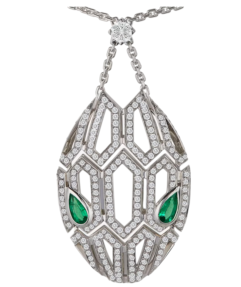Dimaond And Emerald Serpenti Necklace