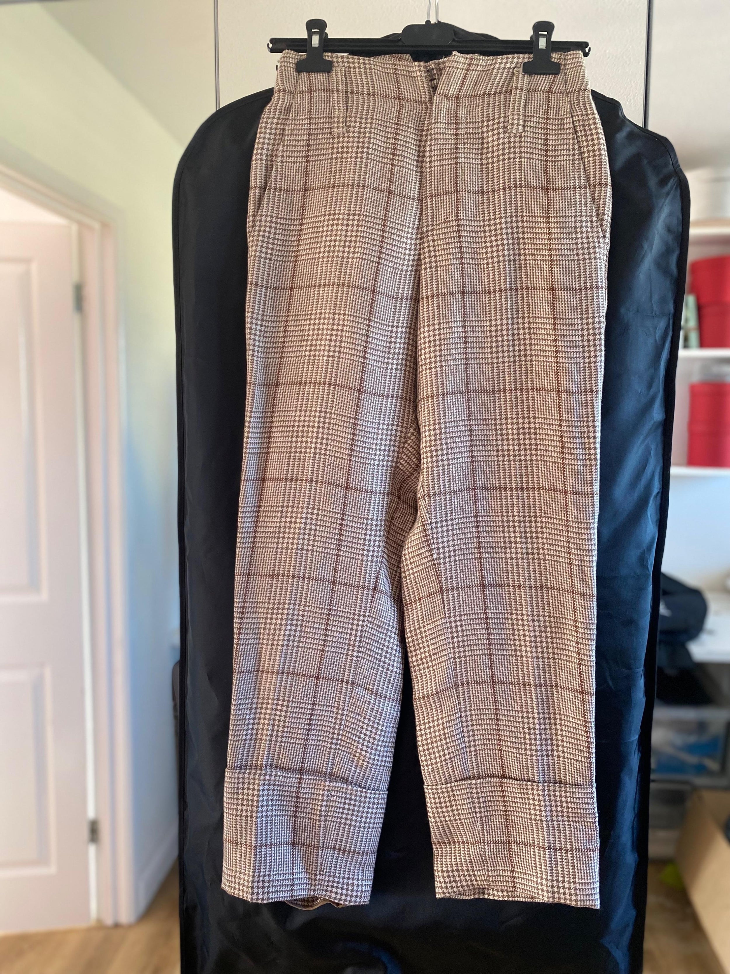 Bruenllo Cucinelli Brown Check High Waisted Trousers
