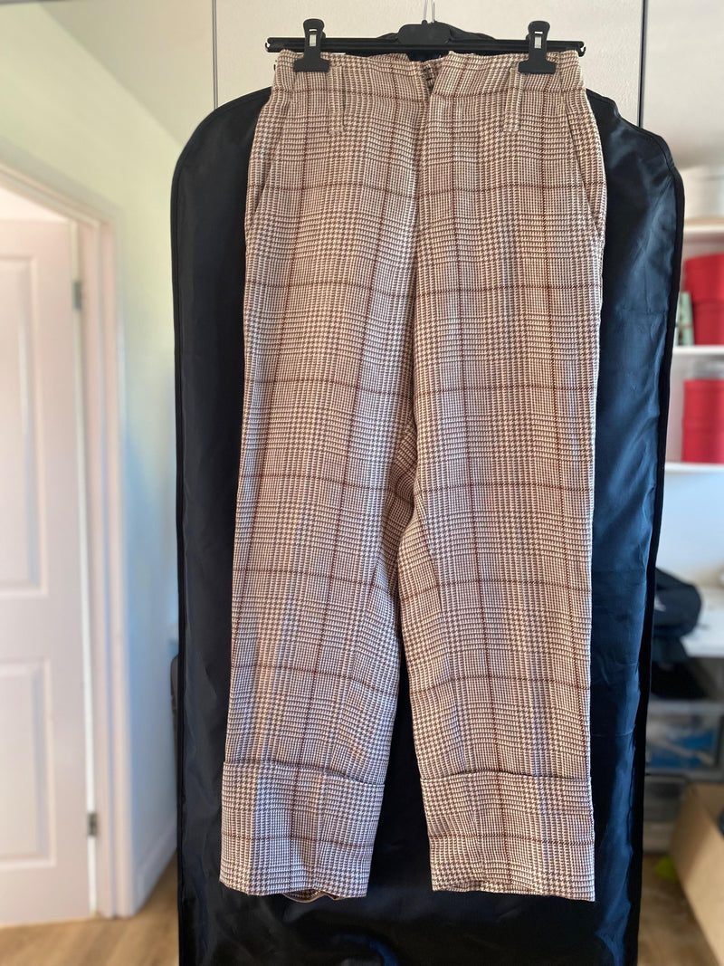 Bruenllo Cucinelli Brown Check High Waisted Trousers