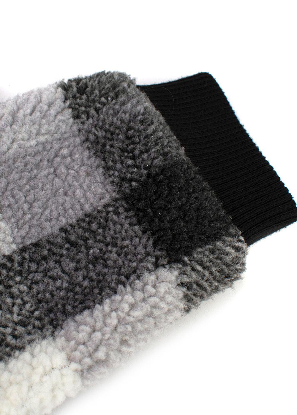 Stella McCartney Kids 10Y Plaid Grey Sherpa Fleece Jacket
