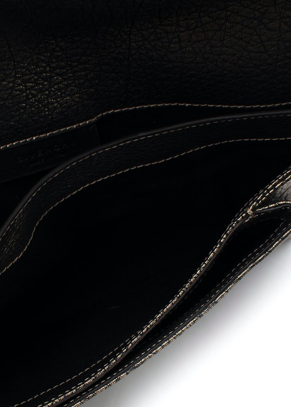 Gold Metallic Embossed Leather Clutch Bag