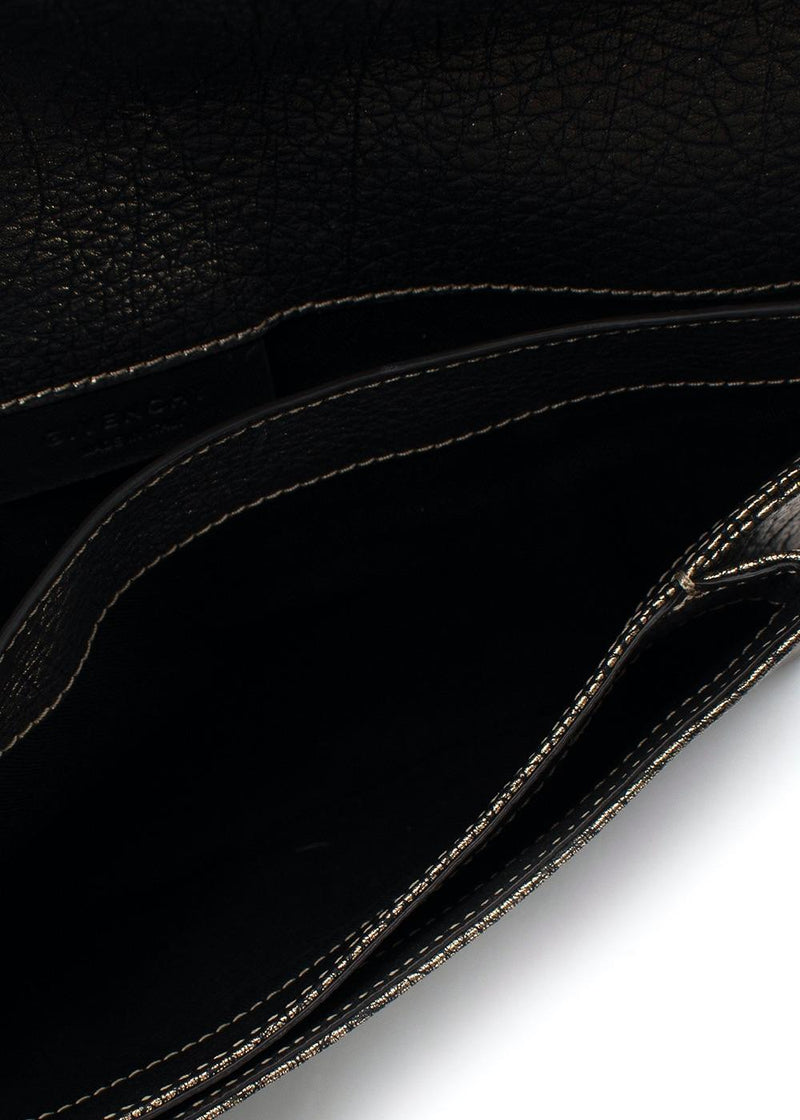 Gold Metallic Embossed Leather Clutch Bag