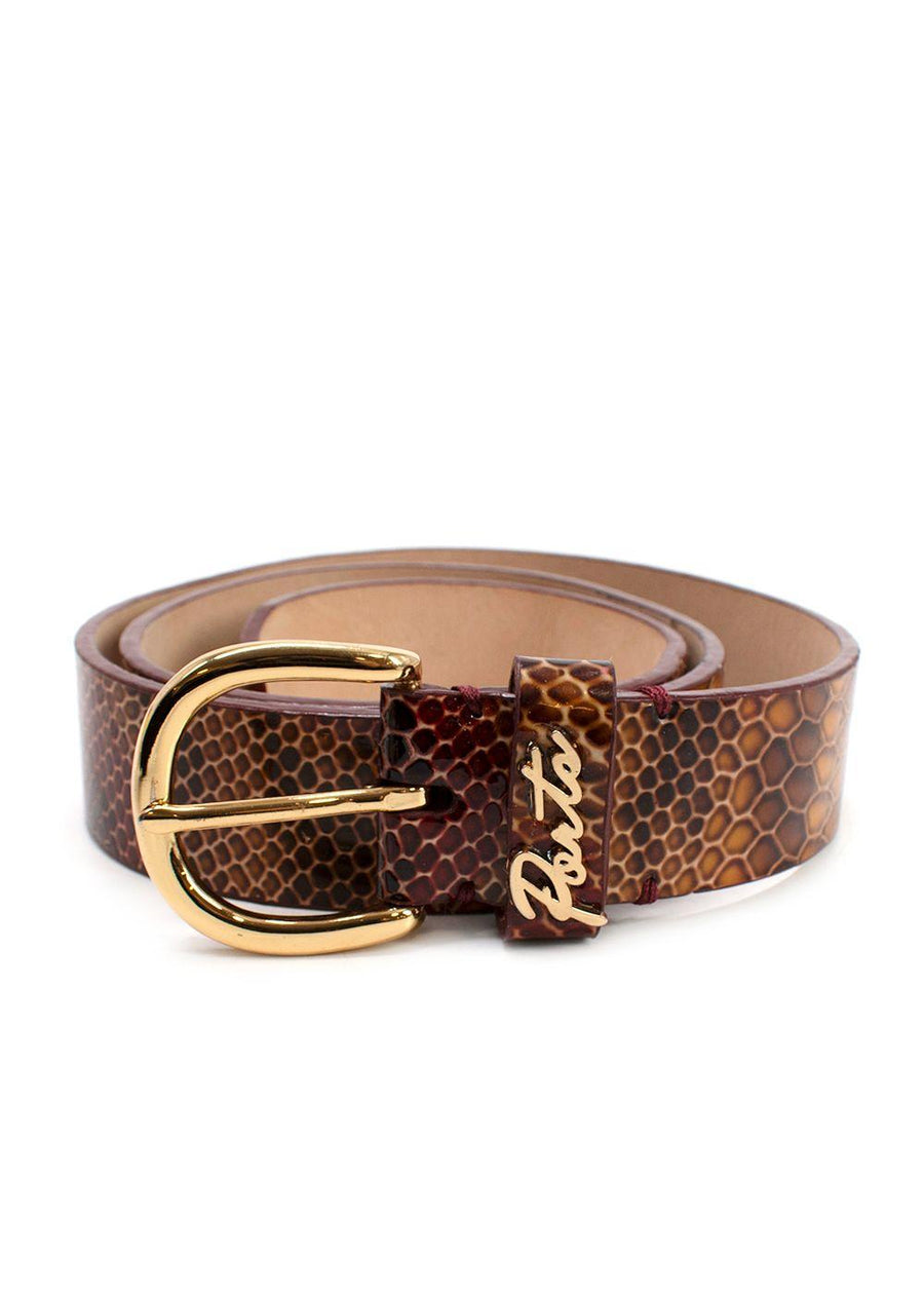 Ports Orange and Red Snakeskin Embossed Leather Belt