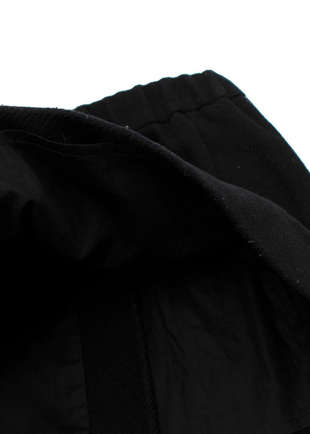 Black Wool-Blend Button Skirt