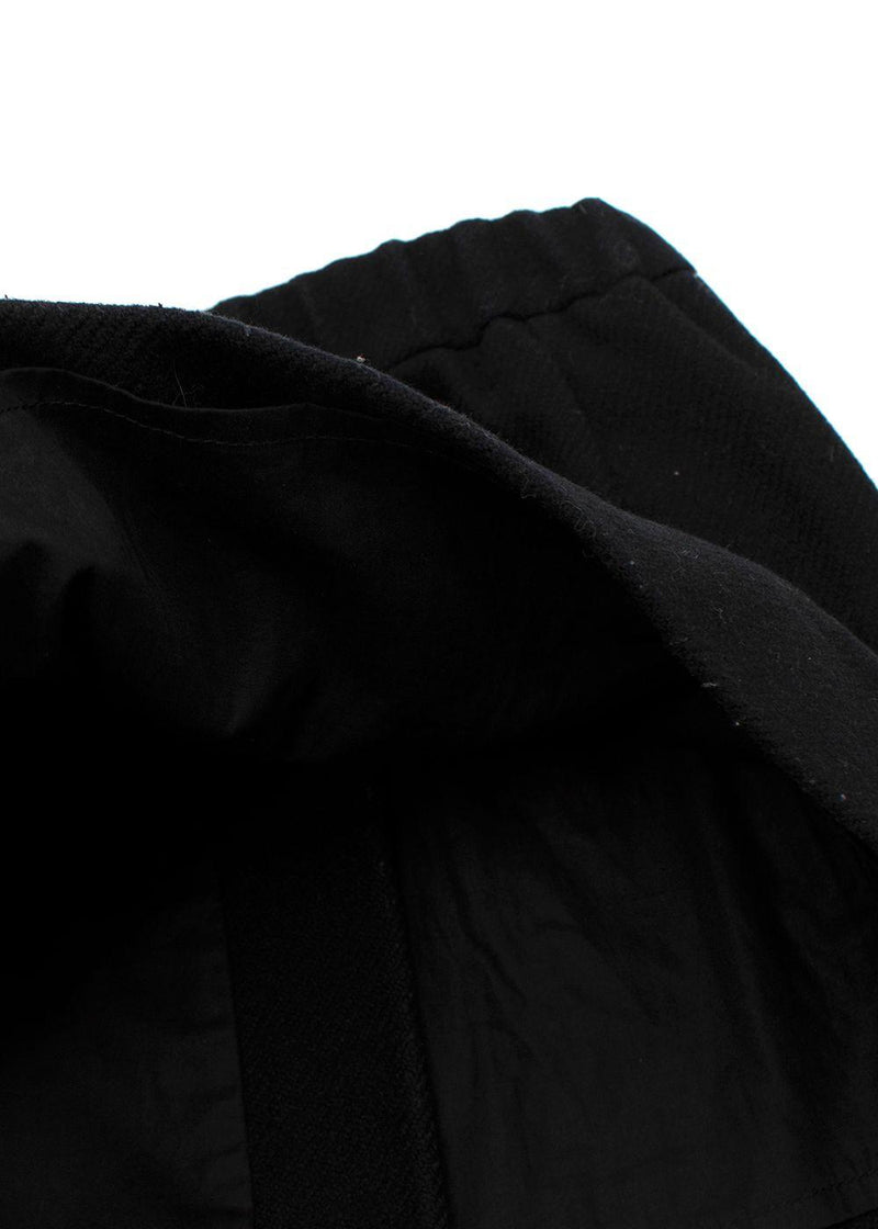 Black Wool-Blend Button Skirt
