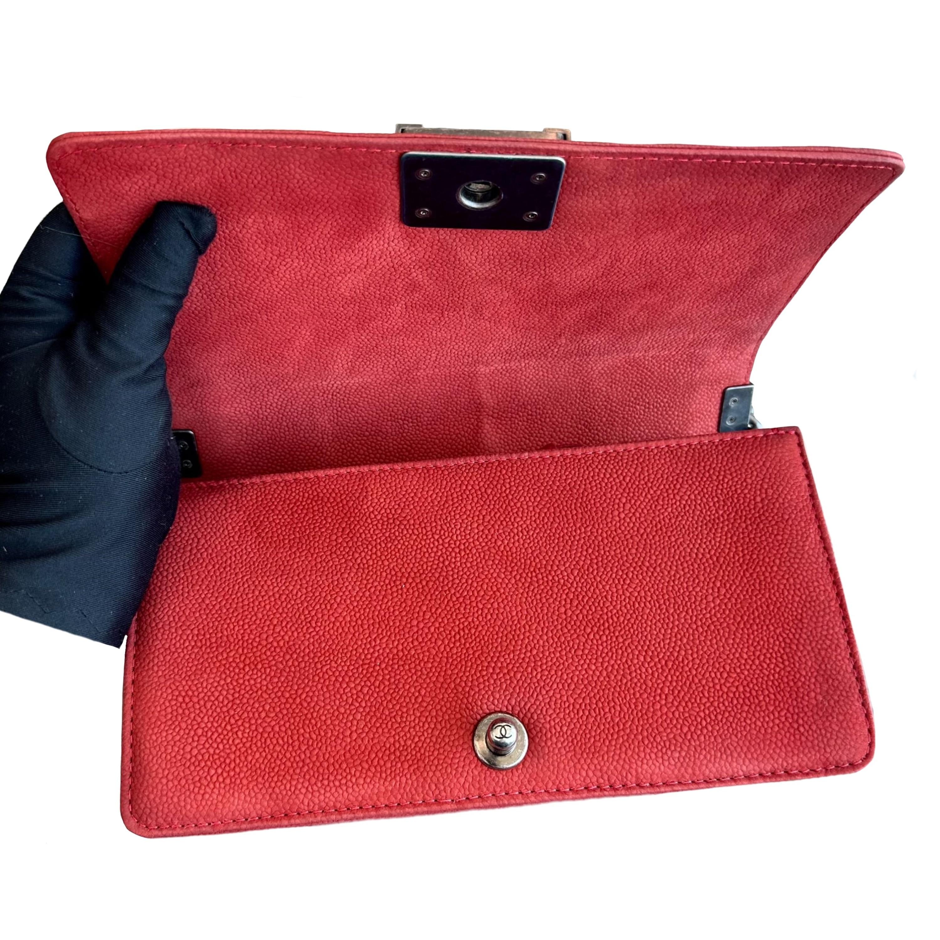 Red Calfskin Boy Bag