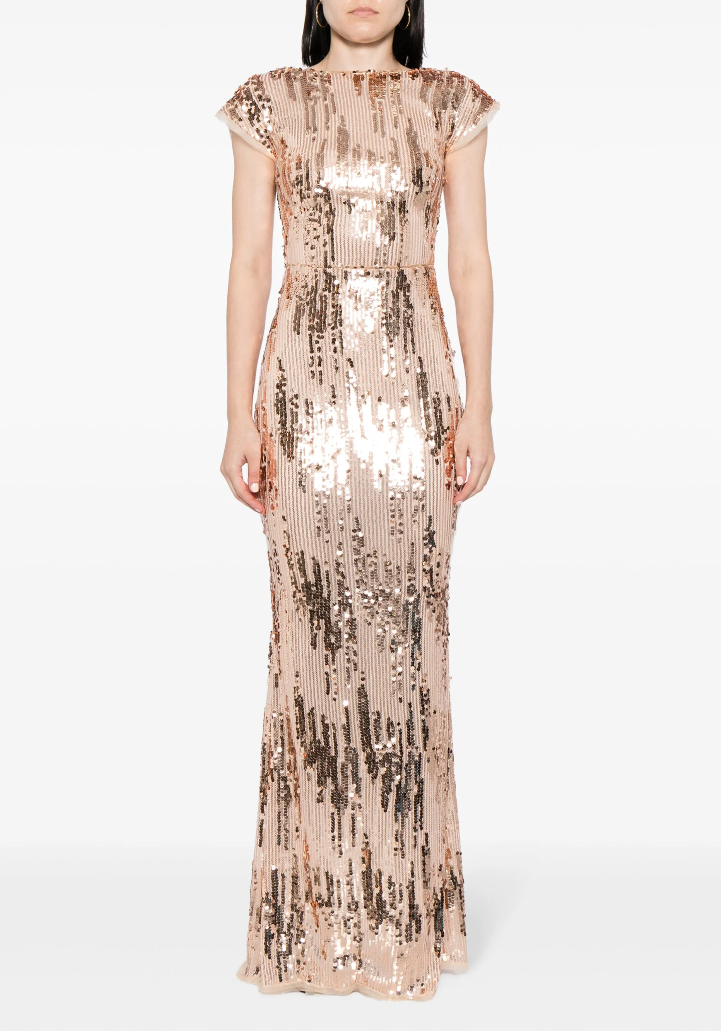 Talbot Runhof Sequined Cap-Sleeve Gown
