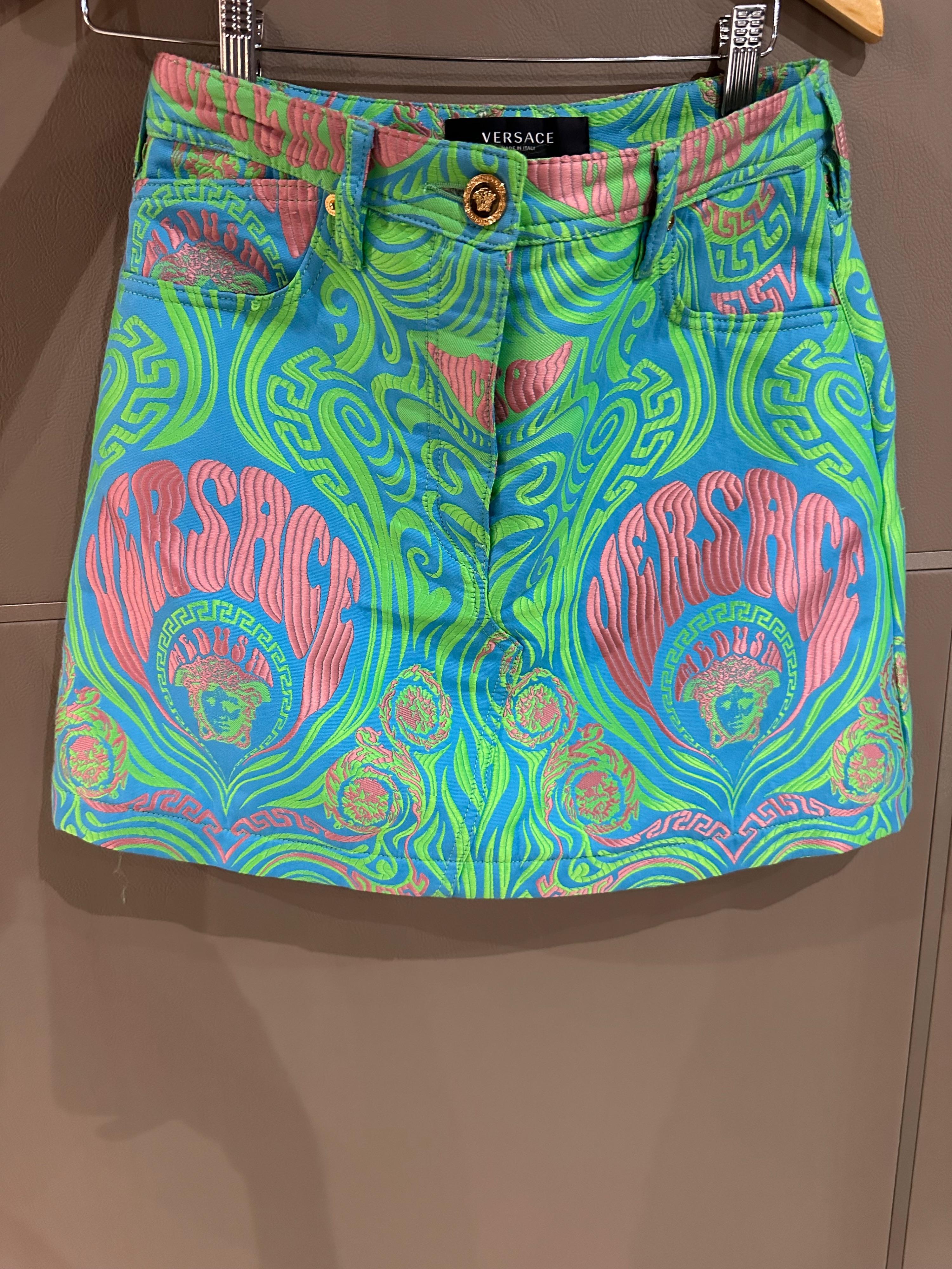 Versace Multicoloured Logo Mini Skirt