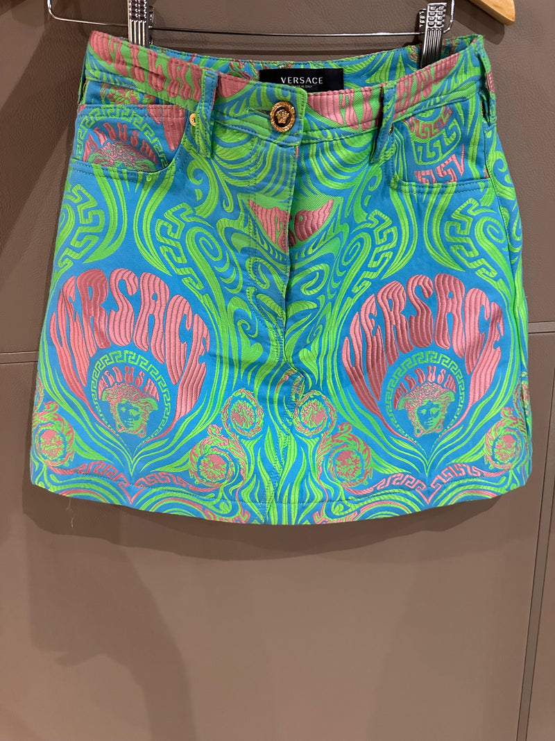 Versace Multicoloured Logo Mini Skirt