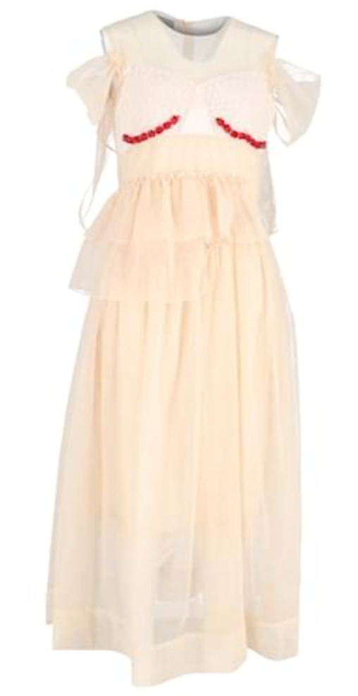 Simone Rocha Beige Mesh Midi Dress
