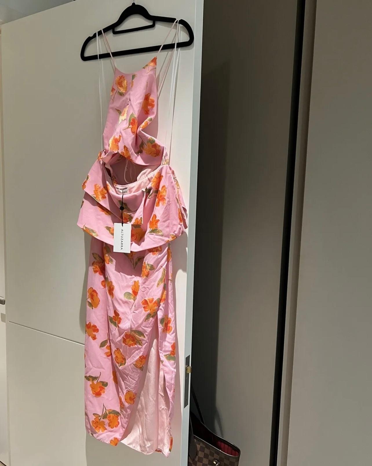 Pink Crepe Cut-Out Midi Dress