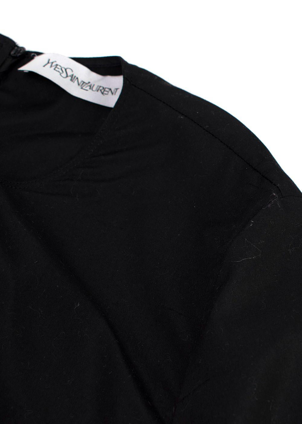 YSL Black Cotton Bow Detail  Blouse