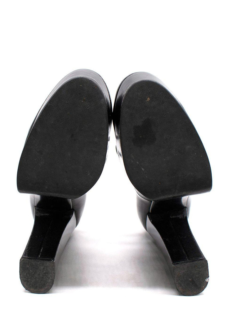Celine Black Patent Platform Mary Jane Pumps