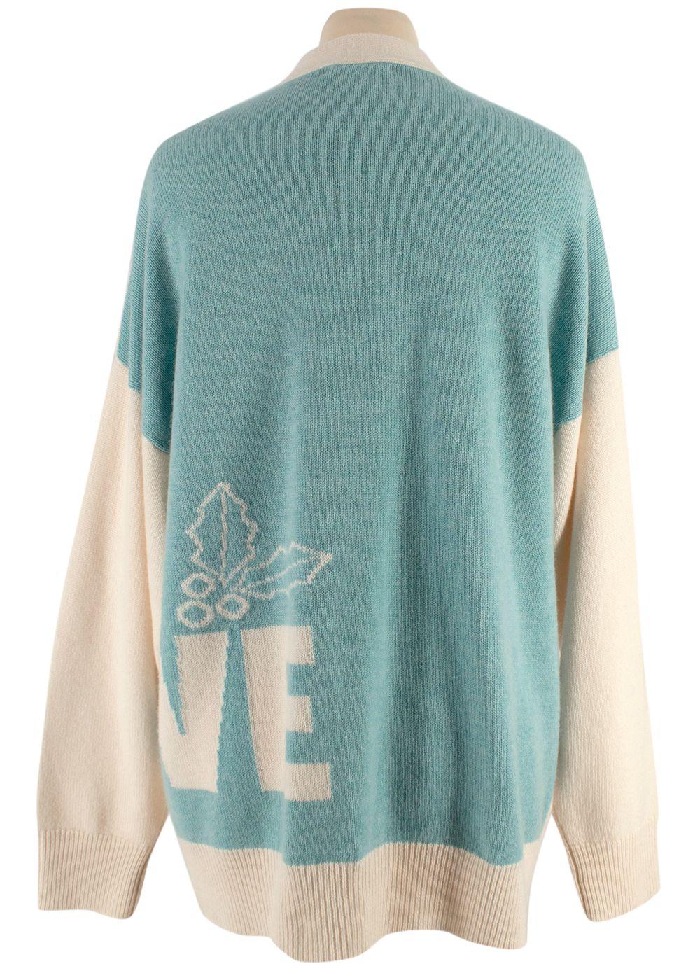 Gobi Cream and Green Cashmere LOVE Cardigan
