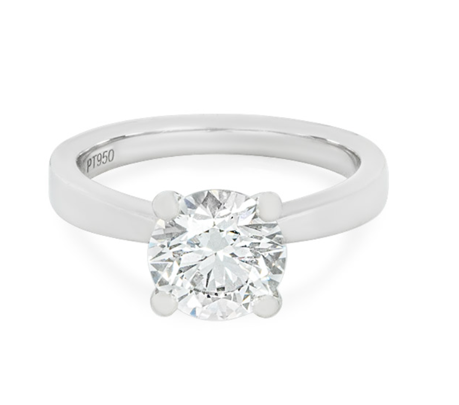 Platinum Set 2.03ct Lab Diamond Solitaire Ring - Size 53
