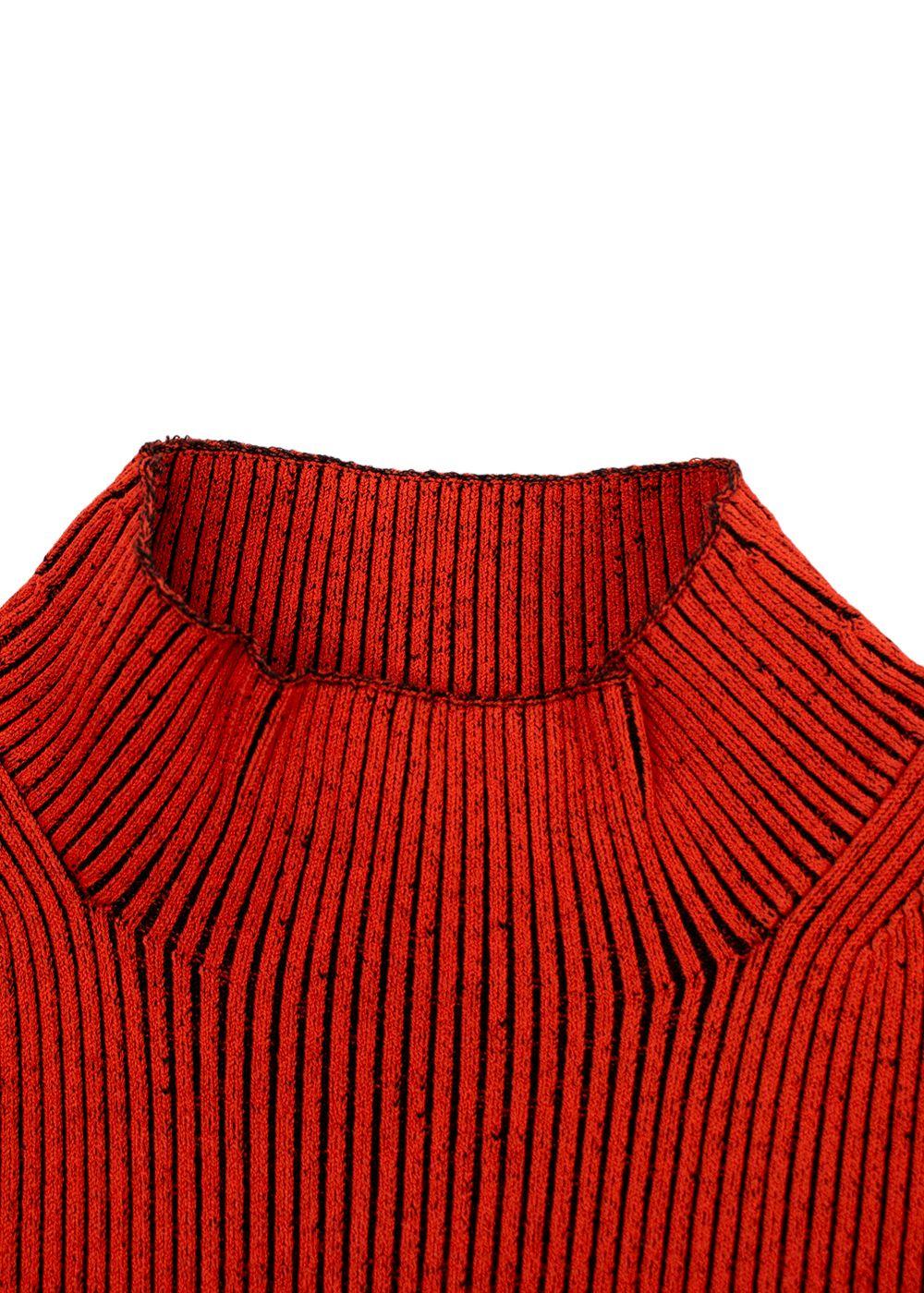 Proenza Orange Ribbed Knit High Neck Top