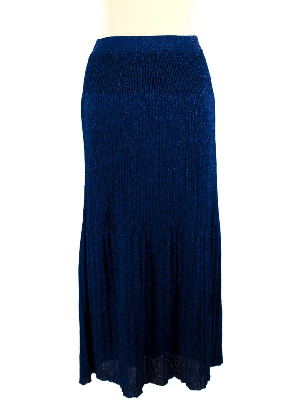 Missoni Metallic Blue Pleated Midi Skirt