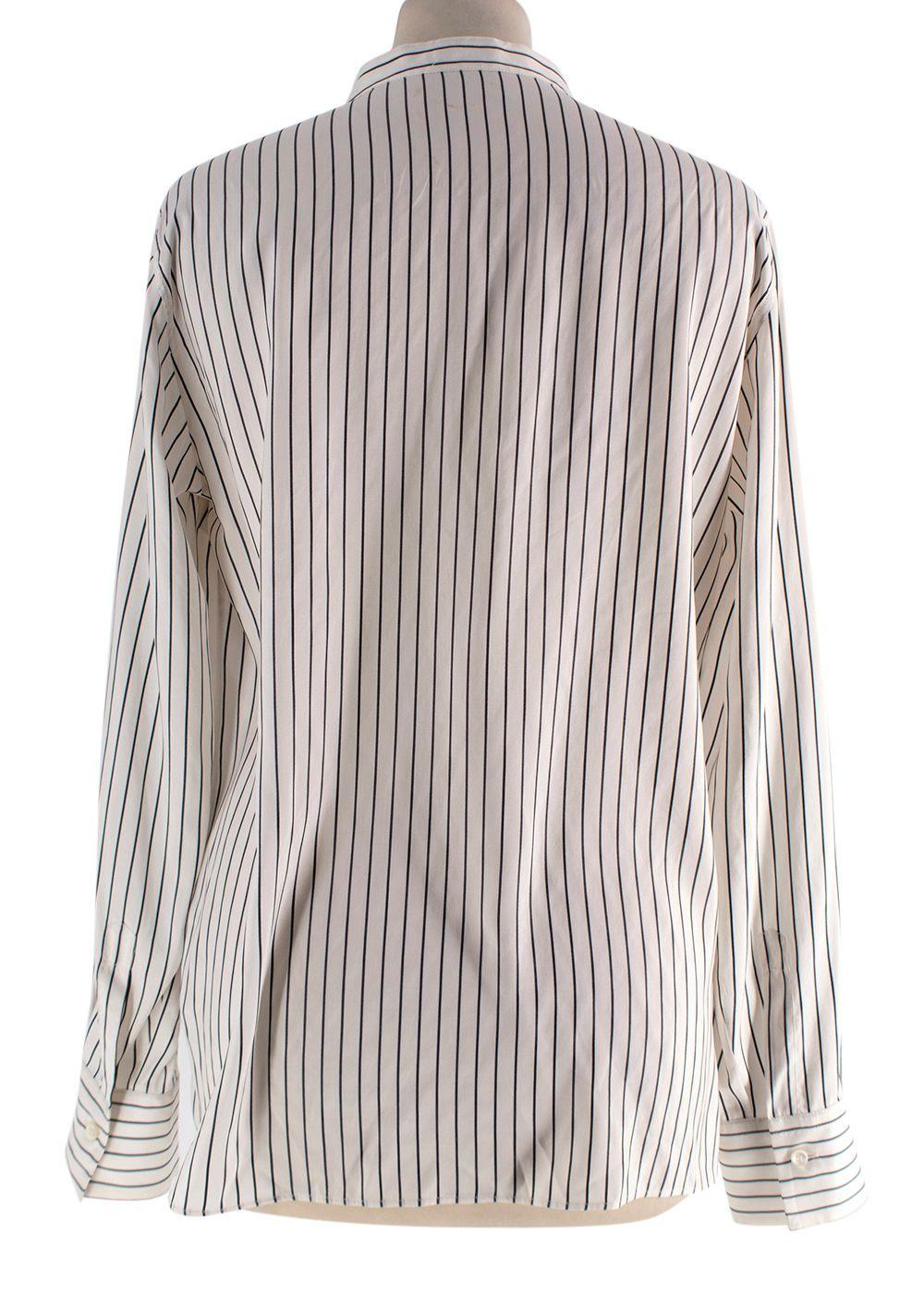 Brunello Cucinelli Black and White Stripe Silk Blouse