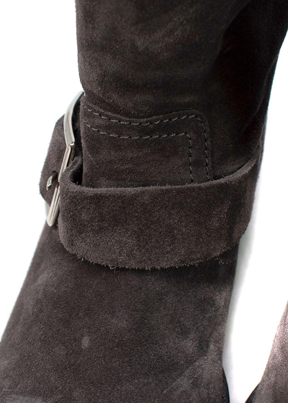 Jimmy Choo Grey Suede Youth II Buckled Suede Ankle Boots