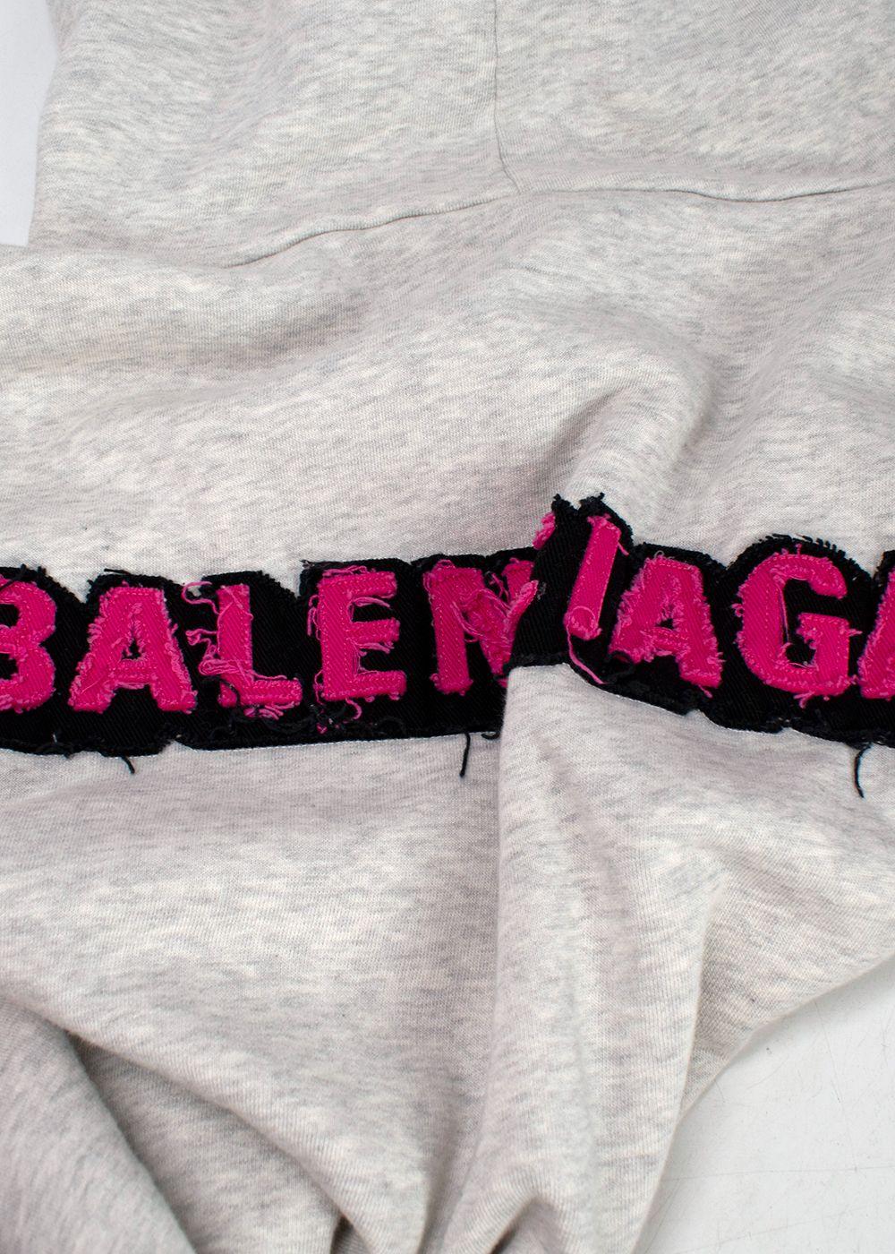 Balenciaga Grey Hoodie with Pink Logo