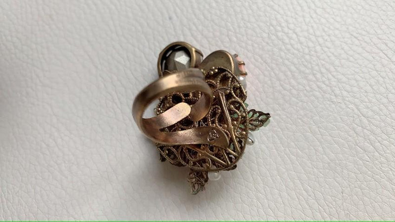 Bijoux De Familie Crystal & Chrysolite Cocktail Ring