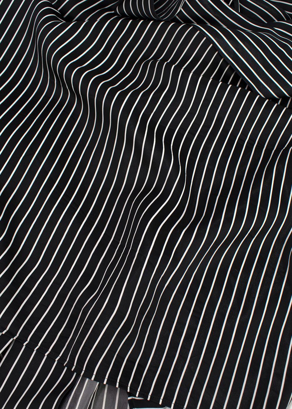 Balenciaga Black Striped Logo Oversized Shirt with Tie Detail