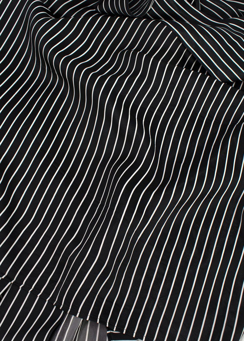 Balenciaga Black Striped Logo Oversized Shirt with Tie Detail