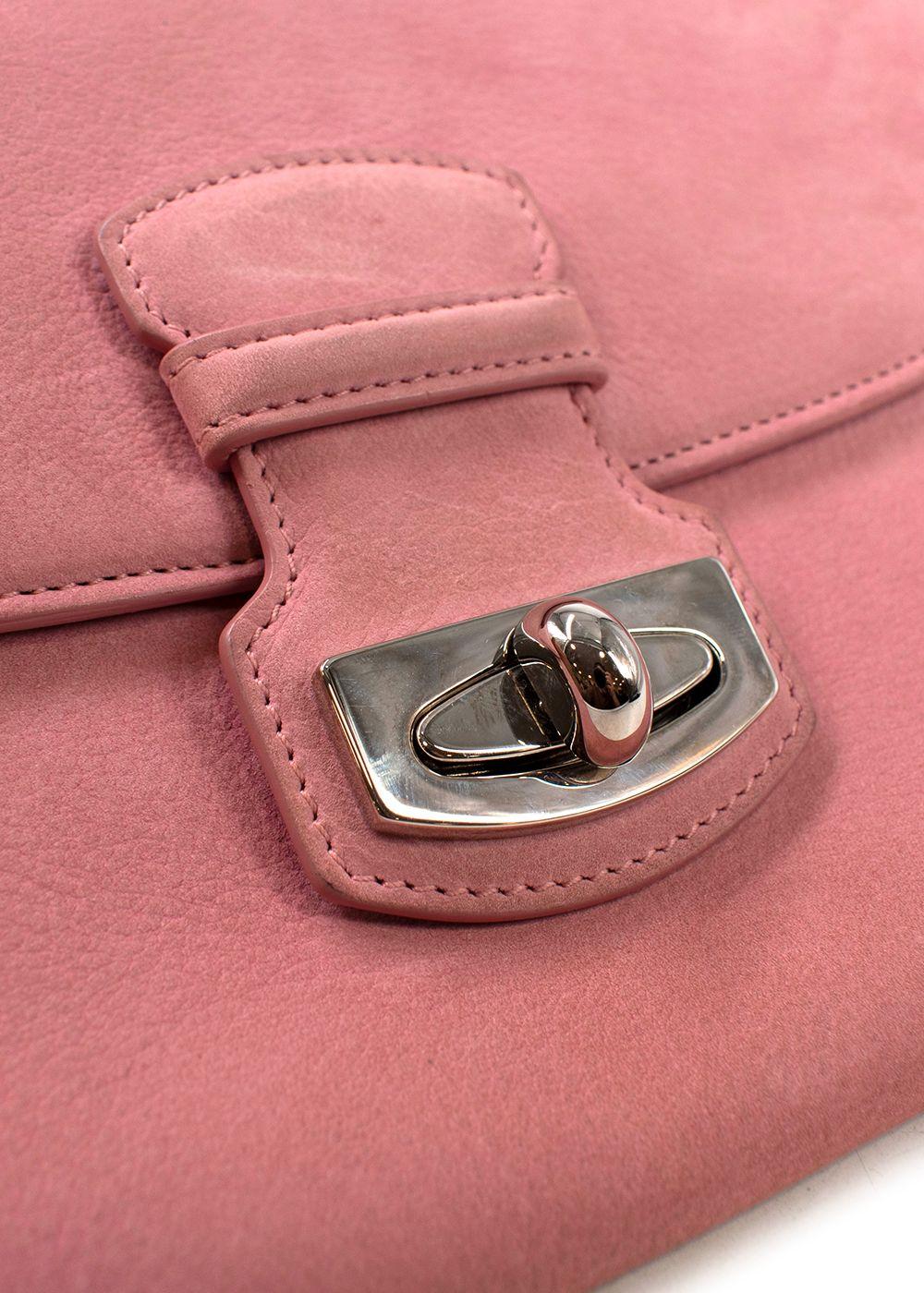 Asprey Pink Suede Turnlock Clutch