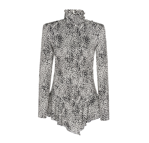 Alessandra Rich Silk Jacquard Leopard Skater Dress