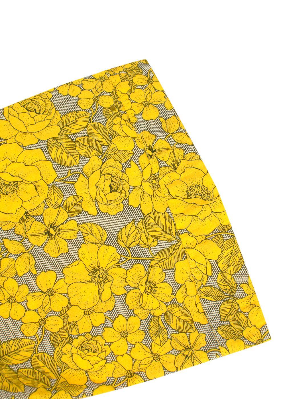 Elegant Embroidery Yellow Floral Belted Kaftan