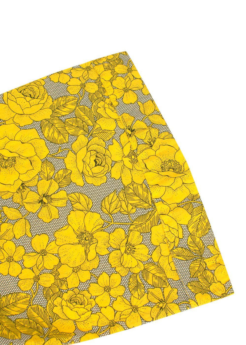 Elegant Embroidery Yellow Floral Belted Kaftan