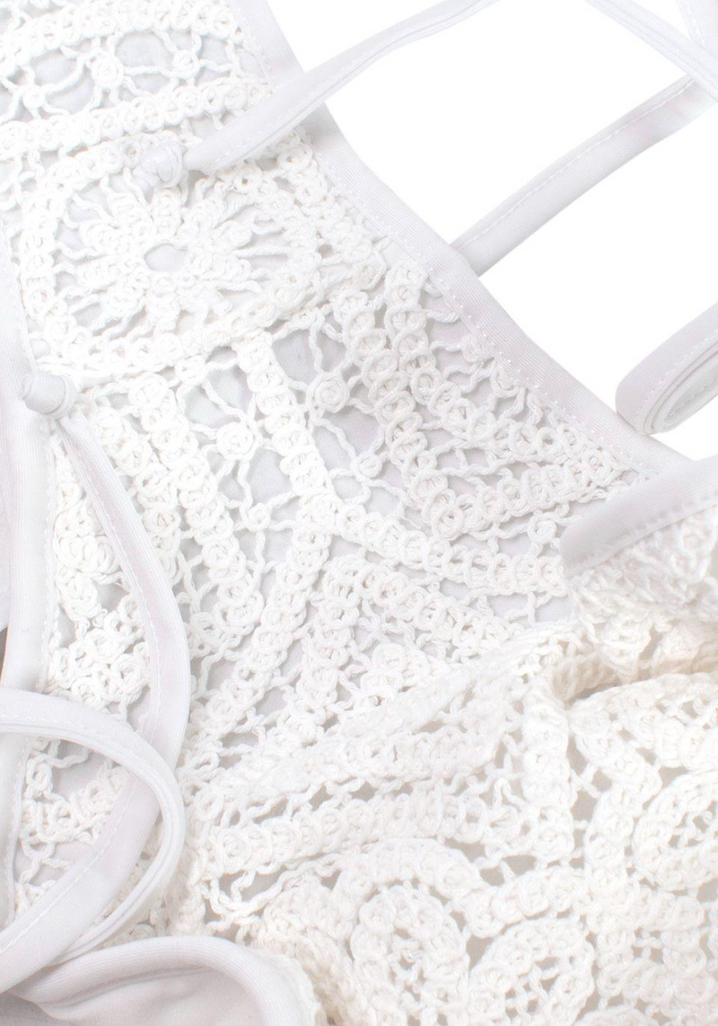 Borgo De Nor x Talia Collins White Crochet Divona Tie Bikini