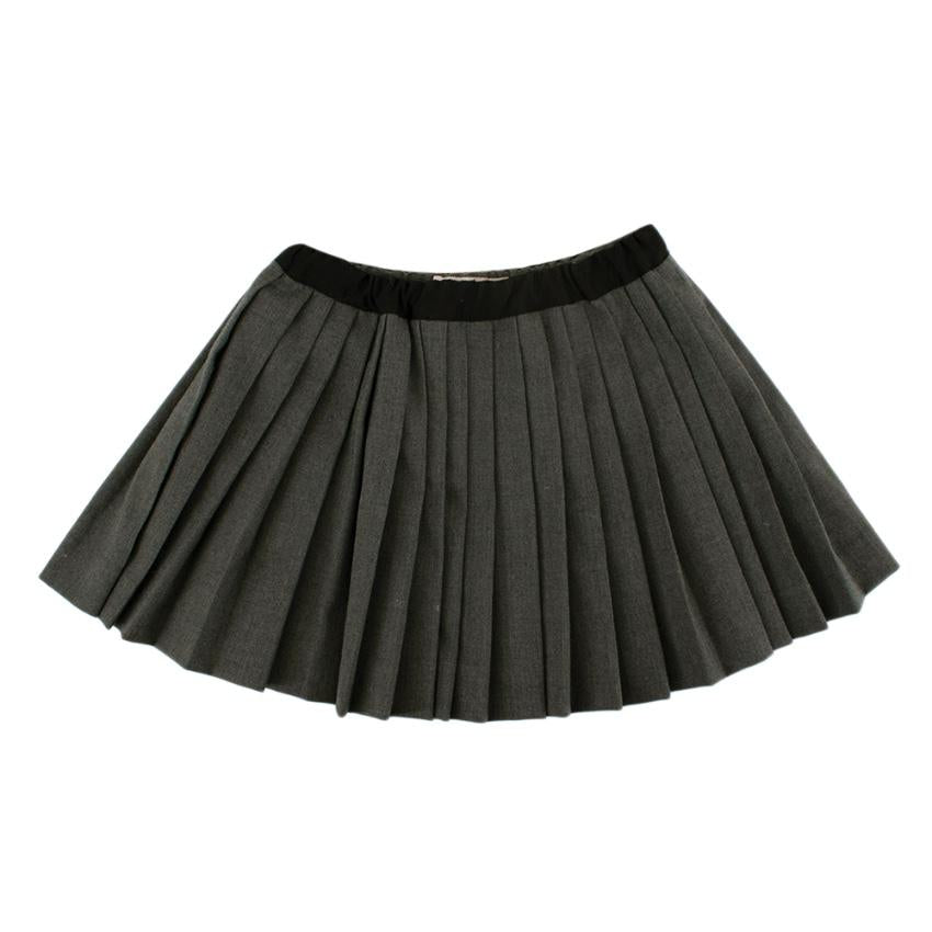 Bonpoint Grey Wool Blend Pleated Skirt