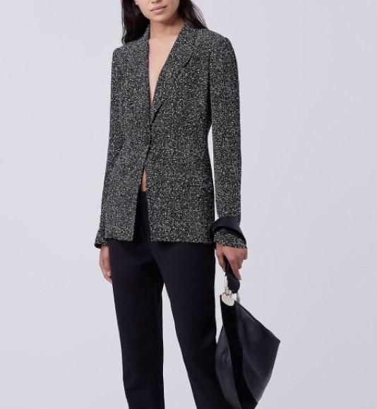 DVF Black & White Charlotte Tailored Jacket