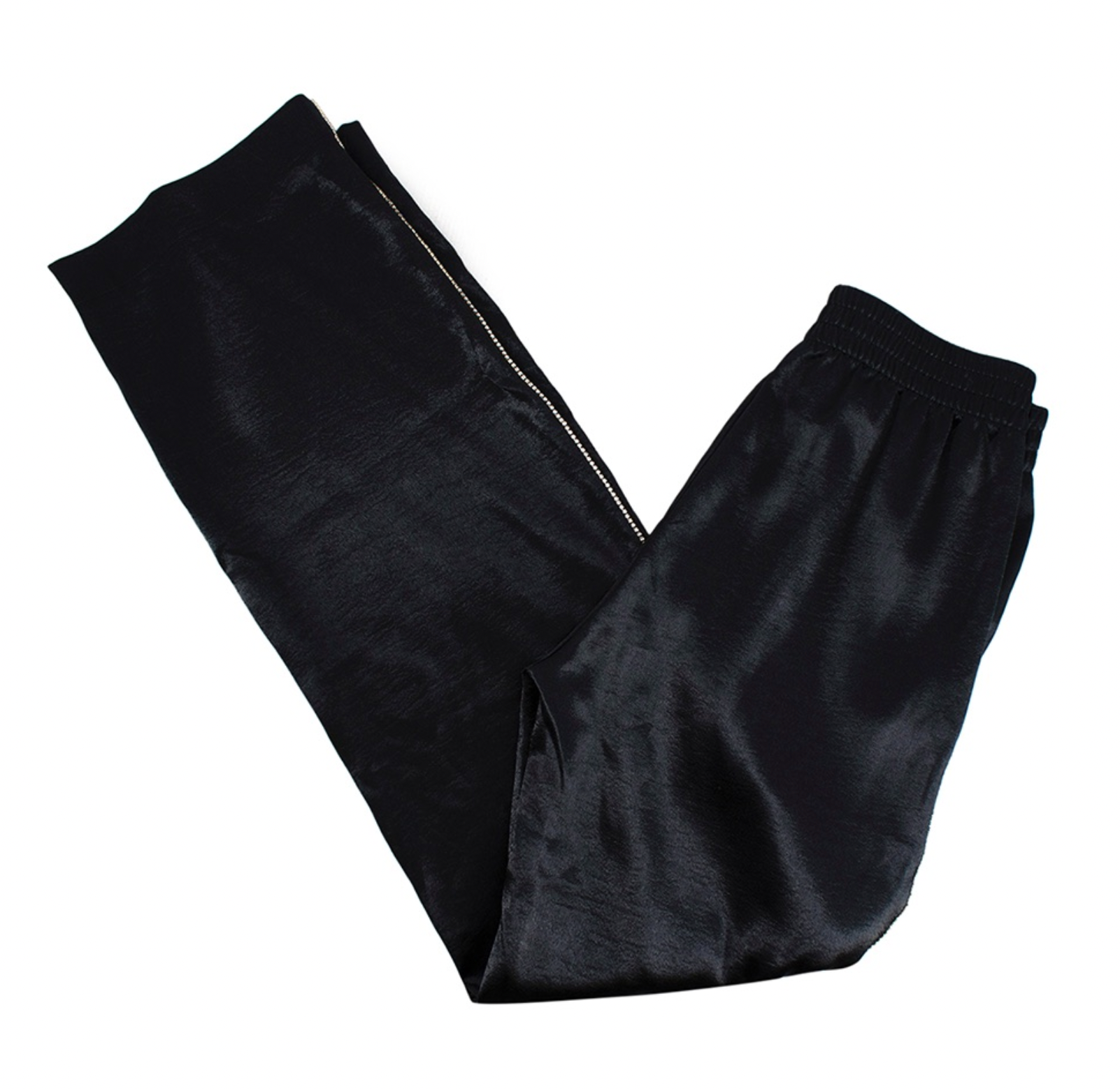 J Brand Black Satin Crystal Side Stripe Trousers