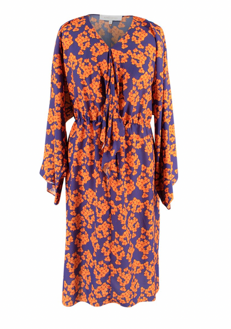Orange and Purple Floral-print Dress