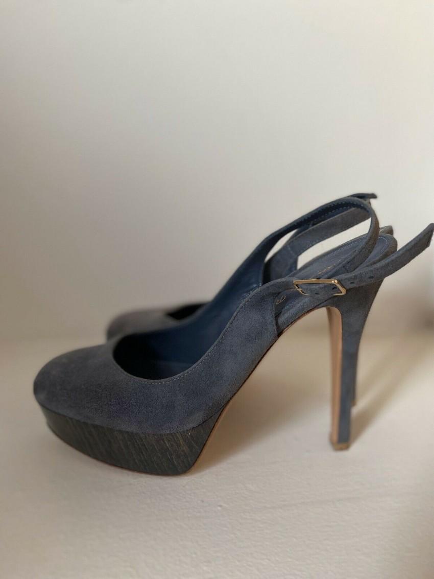 Gianvito Rossi Grey Suede Slingback Sandals