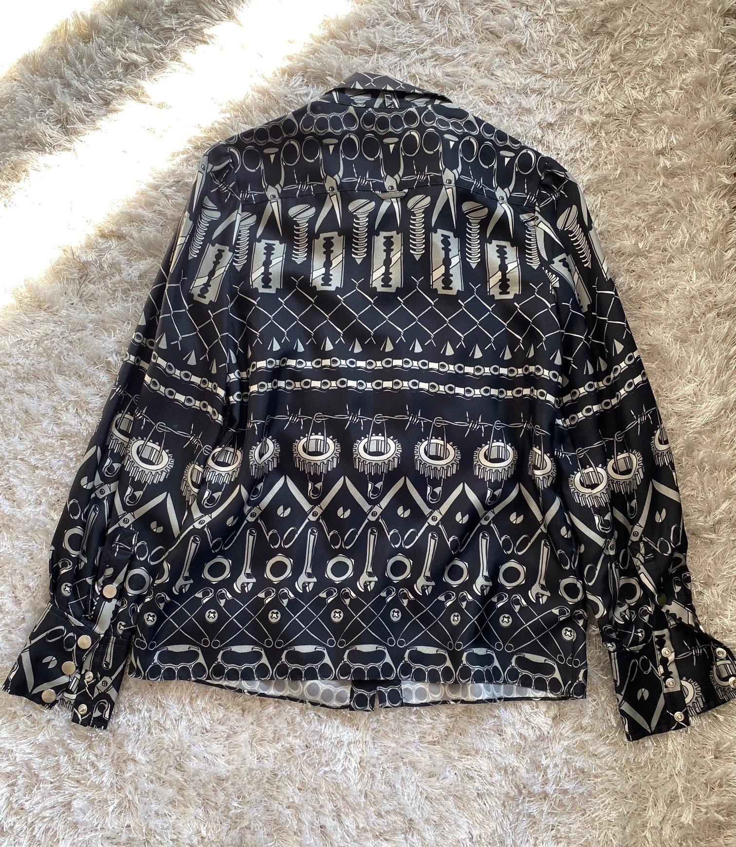 Sharps Print Silk Pussybow Blouse
