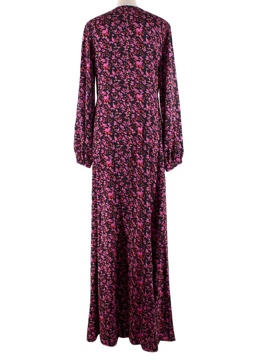 WtR Black Satin Ditzy Floral Maxi Dress