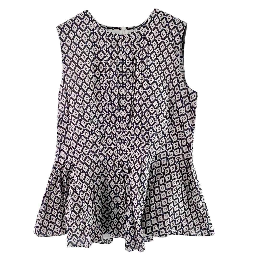Max Mara Pleated Geometric Print Sleeveless Top