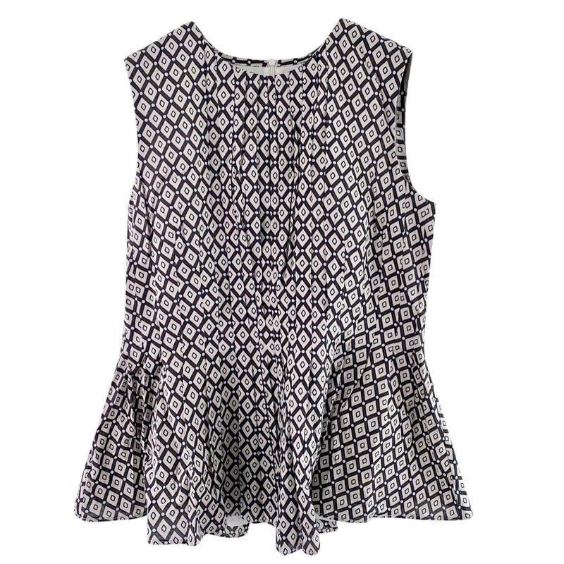 Max Mara Pleated Geometric Print Sleeveless Top