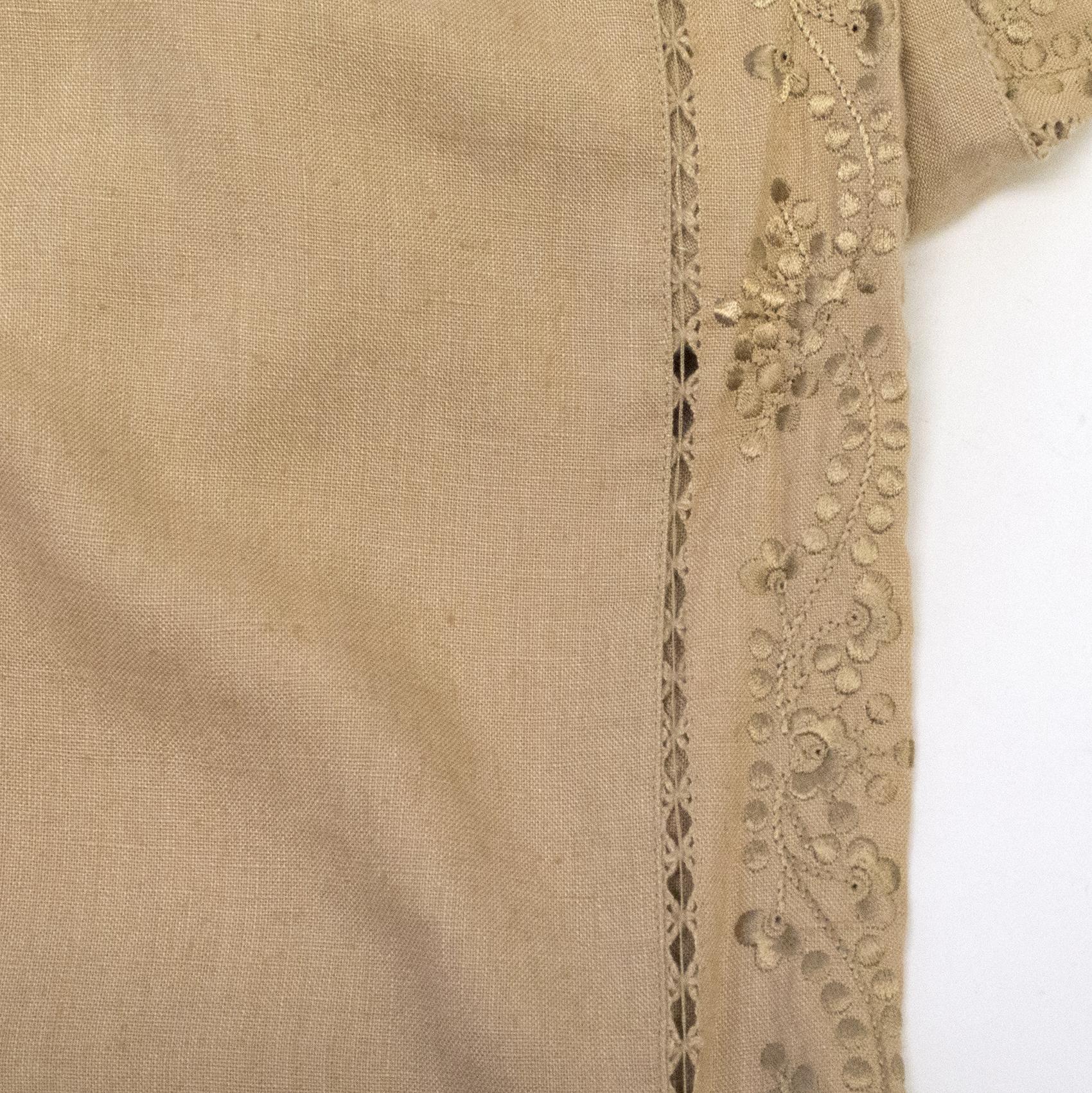 Rebecca Taylor Camel Linen Trousers with Floral Sides
