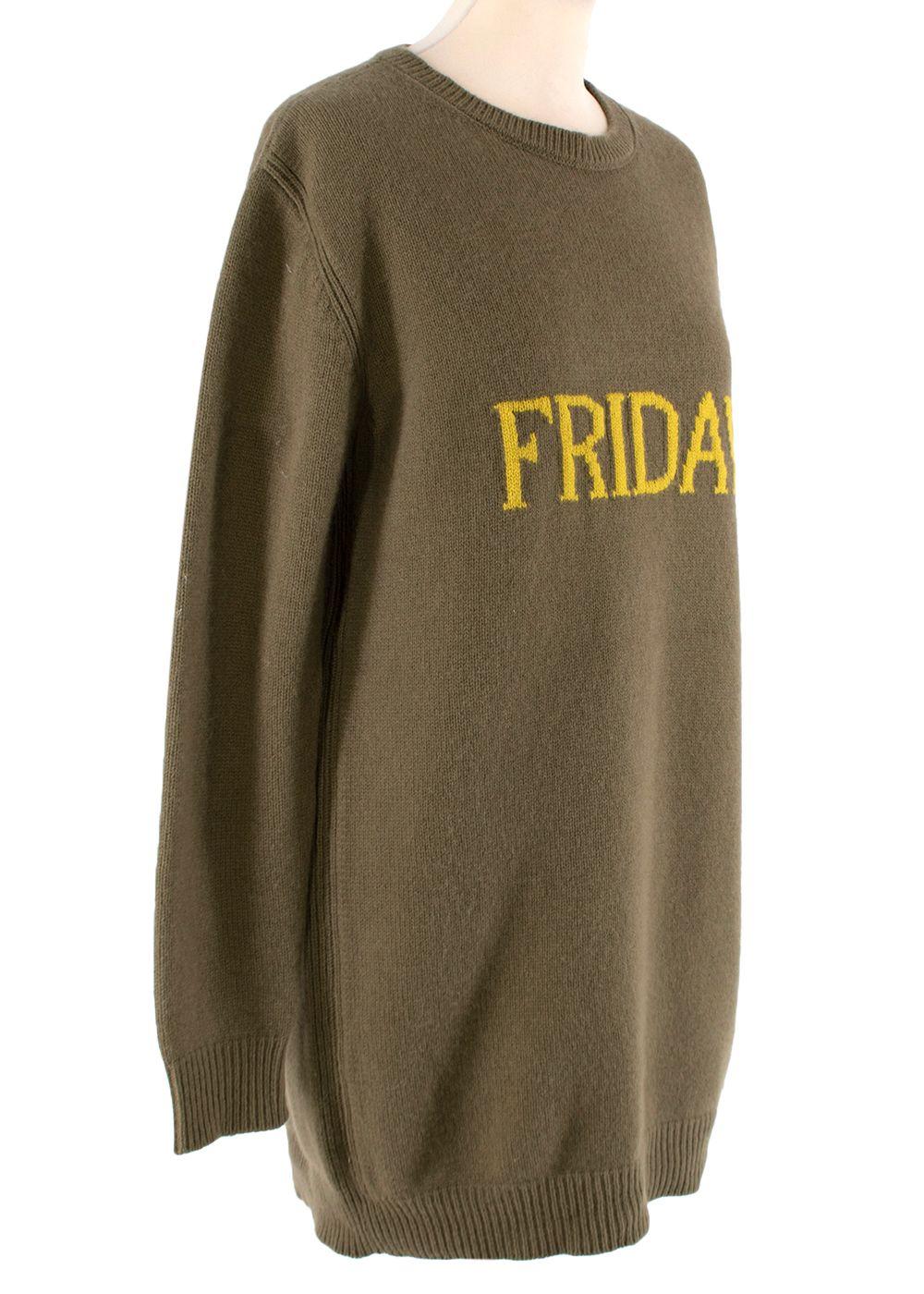 khaki wool Friday intarsia sweater